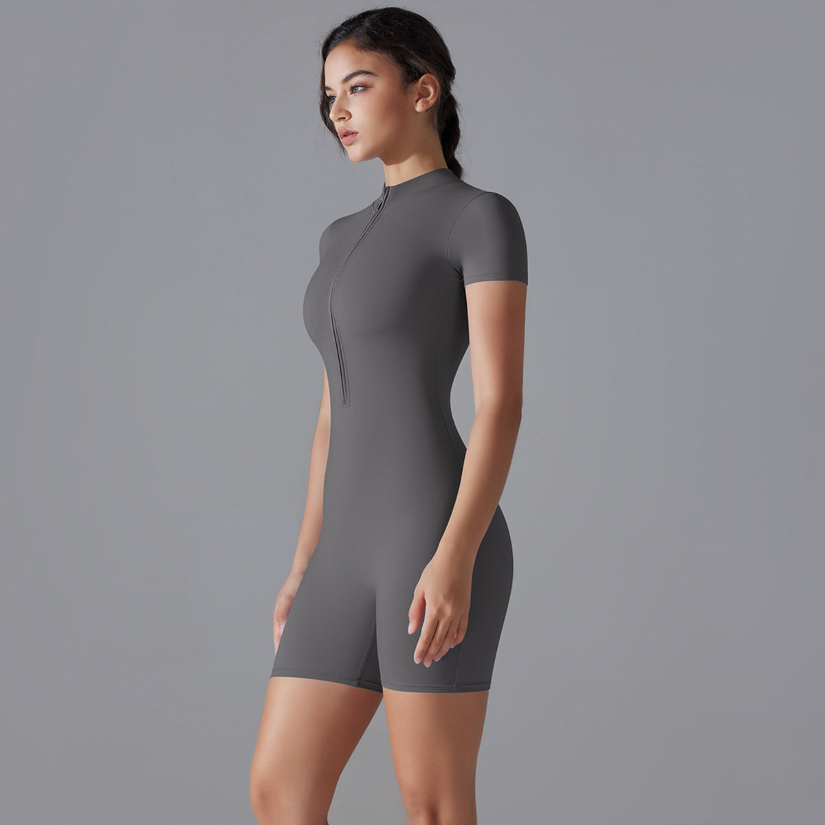 Womens Yoga Athletic Bodysuit High Neck Performance Activewear
